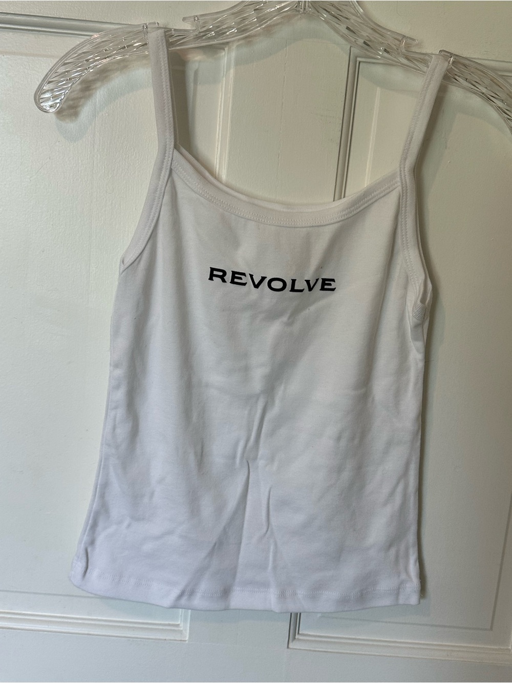 Los Angeles Apparel White Cami with Black Revolve Logo Size Small